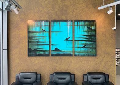 Specialist decorative coating applied to an interior wall